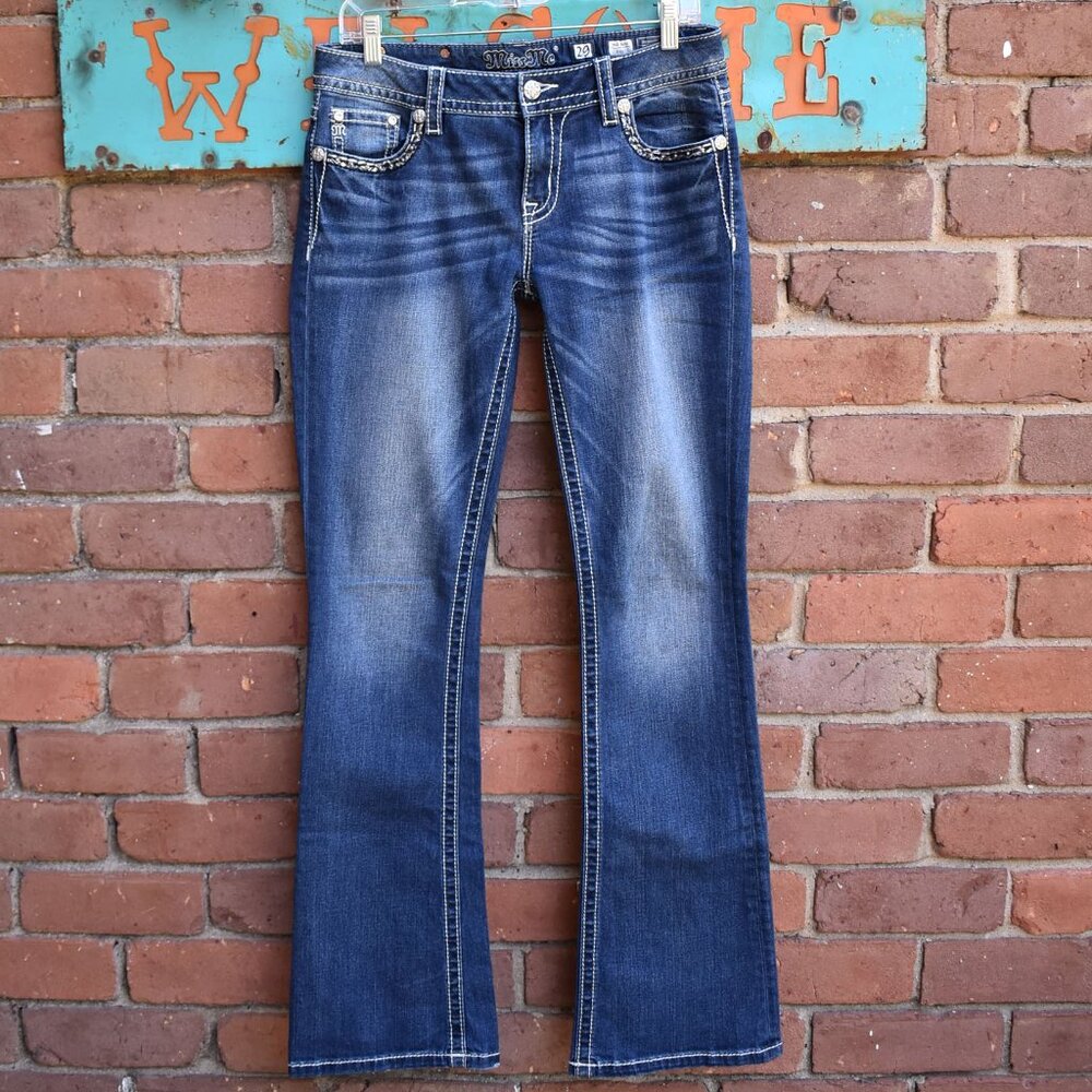 Miss Me Bootcut Jeans with Sequins & Metallic Embroidery Size 29